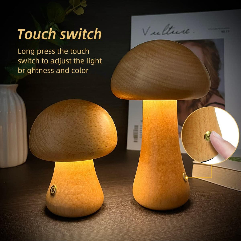 Wooden Cute Mushroom LED Night