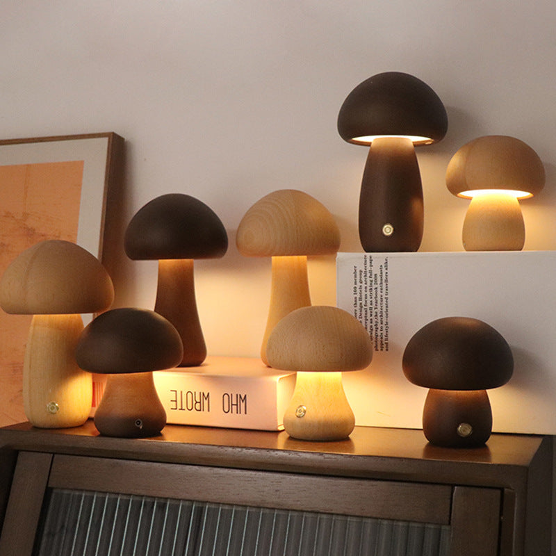 Wooden Cute Mushroom LED Night