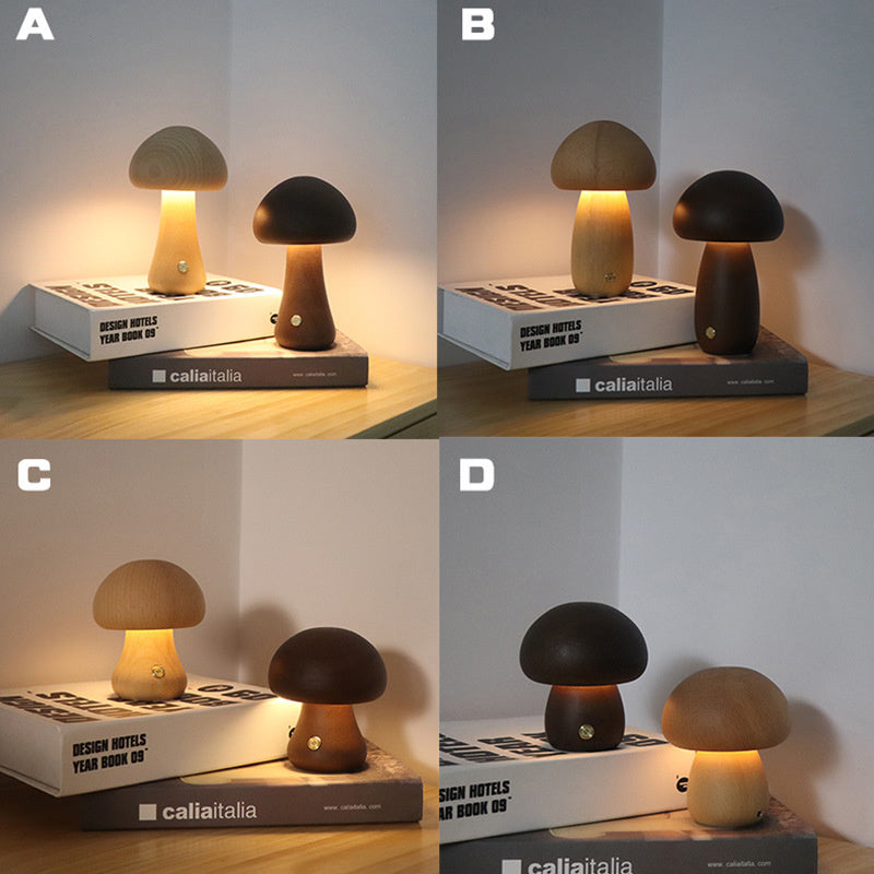 Wooden Cute Mushroom LED Night